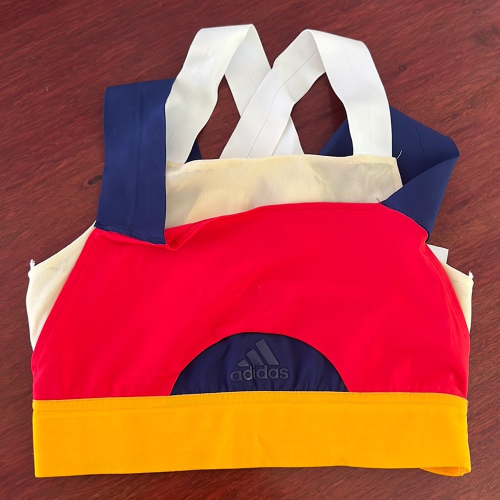 Pharrell Williams NY sports BRA adidas collab white blue yellow red.